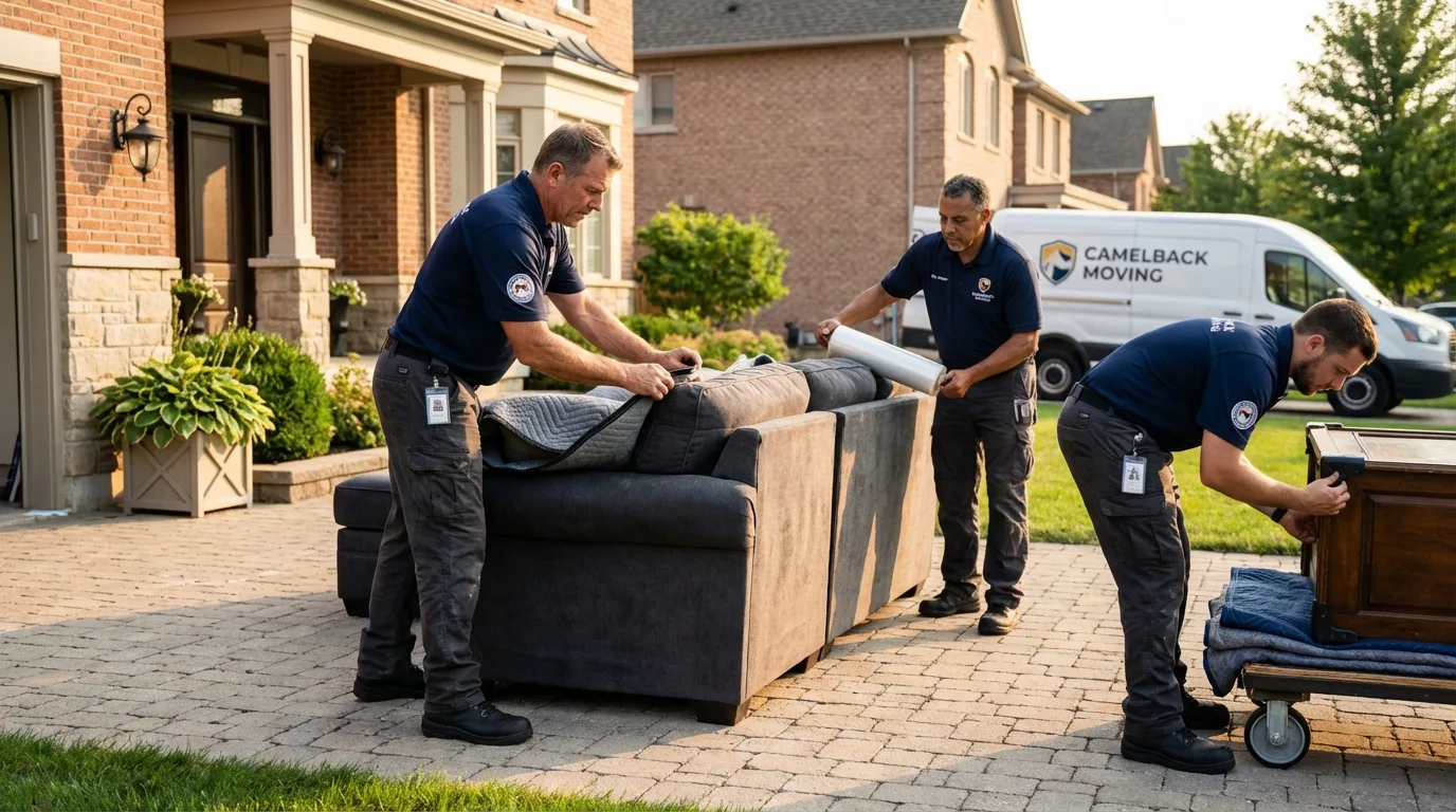 Large estate moving crew wrapping furniture in Eunice, LA
